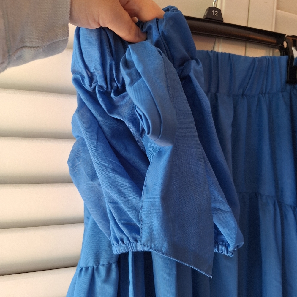 Anthropologie Blue Ruffled Chiffon High-Low Dress - Picture 7 of 16